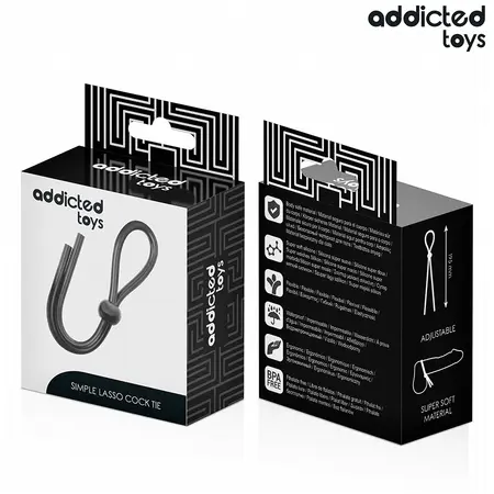 Addicted Toys silikonski podesivi prsten sa jednom petljom, 19.5 cm, crni
