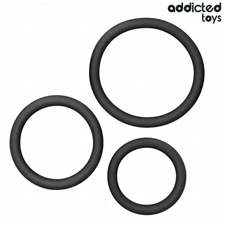 Addicted Toys Silicone Support Rings Set 3 Sizes Black 8435565956561