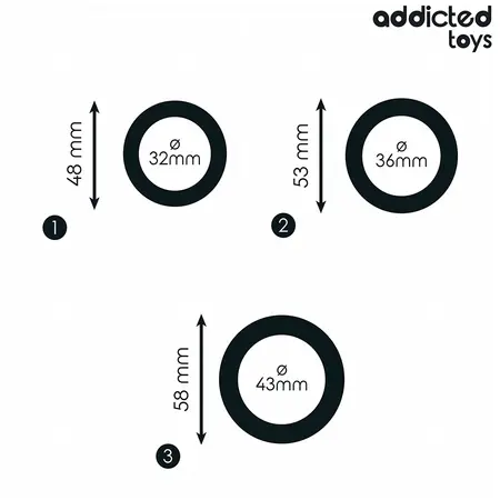 Addicted Toys silikonski prstenovi za podršku Model 1, set od 3 veličine, crni