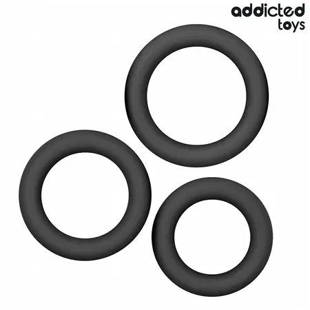 Addicted Toys silikonski prstenovi za podršku Model 1, set od 3 veličine, crni