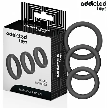 Addicted Toys Flat set silikonskih prstenova za podršku u tri veličine, hipoalergenski