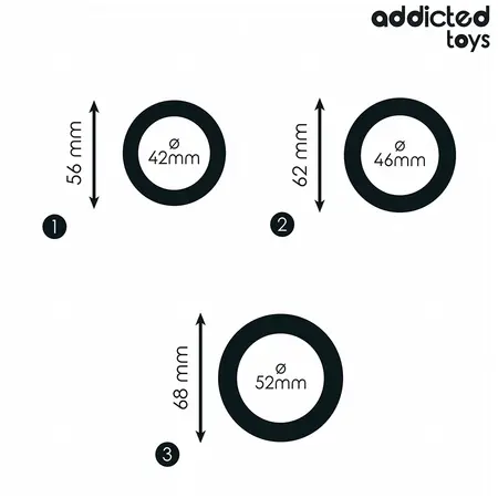 Addicted Toys Flat set silikonskih prstenova za podršku u tri veličine, hipoalergenski