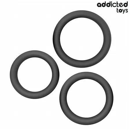 Addicted Toys Flat set silikonskih prstenova za podršku u tri veličine, hipoalergenski