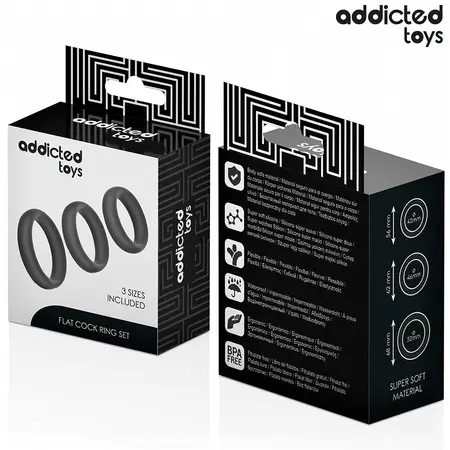 Addicted Toys Flat set silikonskih prstenova za podršku u tri veličine, hipoalergenski