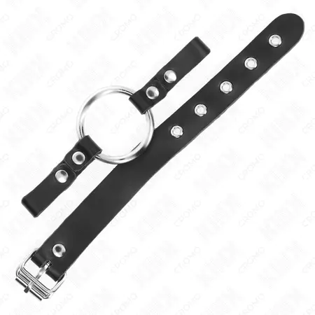 KINK Leather Intimate Ring with Adjustable Buckle and 4cm Metal Accent, 22x2cm
