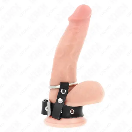KINK Leather Intimate Ring with Adjustable Buckle and 4cm Metal Accent, 22x2cm
