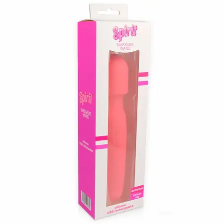 Spirit Massage Wand Pink 8-Pattern Rechargeable Silicone Massager 21cm