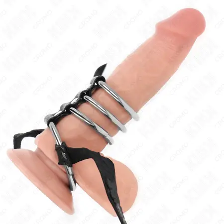KINK podesiva 4 spojena metalna prstena sa kožnim kaišem 112 cm