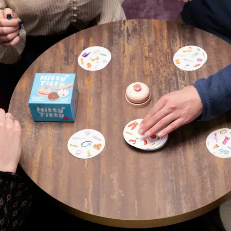 Tease & Please Hitty Titty Game - Fast-Paced Party Card Set with Bell