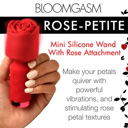 Bloomgasm Pleasure Rose Mini Wand Red, kompaktni intimni masažer