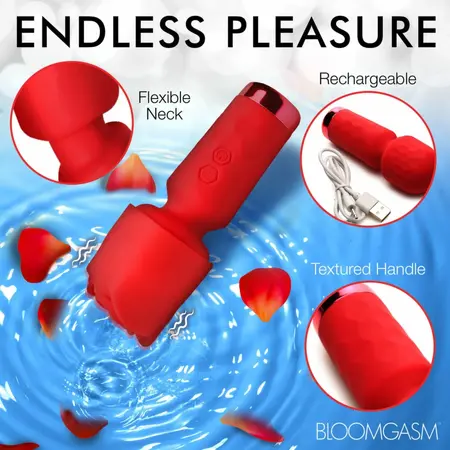 Bloomgasm Pleasure Rose Mini Wand Red, kompaktni intimni masažer