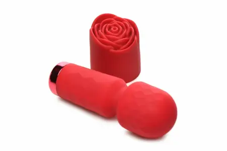 Bloomgasm Pleasure Rose Mini Wand Red, kompaktni intimni masažer