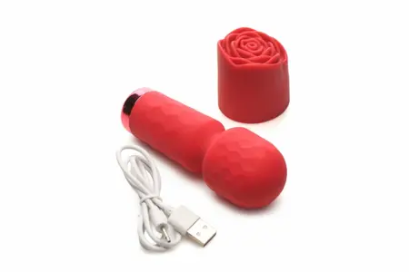 Bloomgasm Pleasure Rose Mini Wand Red, kompaktni intimni masažer