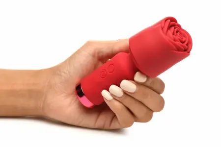 Bloomgasm Pleasure Rose Mini Wand Red, kompaktni intimni masažer