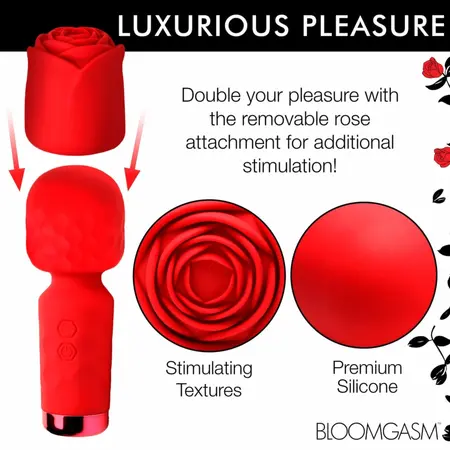 Bloomgasm Pleasure Rose Mini Wand Red, kompaktni intimni masažer