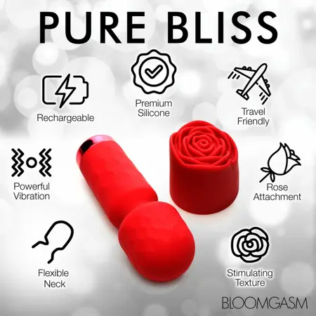 Bloomgasm Pleasure Rose Mini Wand Red, kompaktni intimni masažer