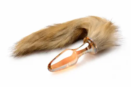 TAILZ Fox Tail Glass Plug Orange - Borosilicate Glass & Faux Fur 20cm