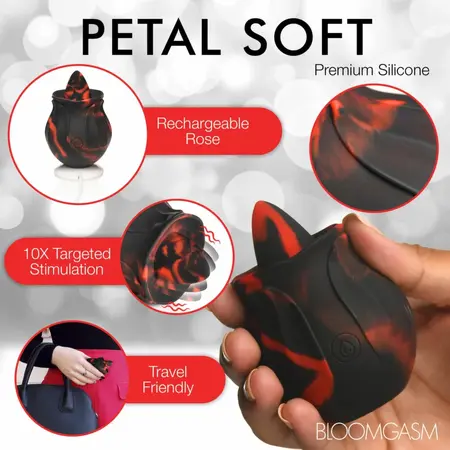 Bloomgasm Black Kiss Rose System Red/Black - Licking Motion Vibrator