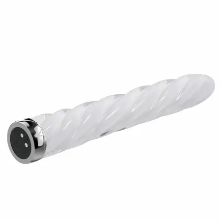 Playboy In A Twist stakleni model sa spiralnom teksturom, punjiv preko USB-a, 17.5 cm