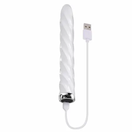 Playboy In A Twist stakleni model sa spiralnom teksturom, punjiv preko USB-a, 17.5 cm