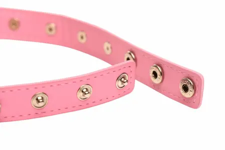 XR Brands Spiked Heart Choker Pink Vegan Leather Adjustable 42cm