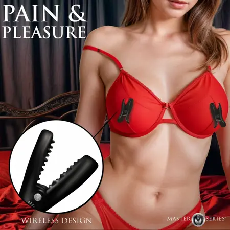 XR Brands Dark Grip vibrirajuće silikonske štipaljke sa crnom kompaktnom kutijom