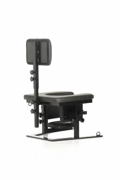 XR Brands Pleasure Throne Adjustable Support Chair Black Vegan Leather