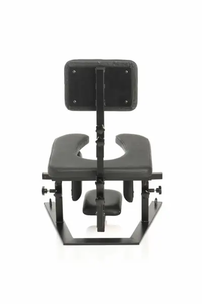 XR Brands Pleasure Throne Adjustable Support Chair Black Vegan Leather