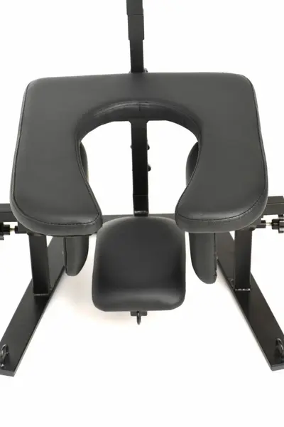 XR Brands Pleasure Throne Adjustable Support Chair Black Vegan Leather