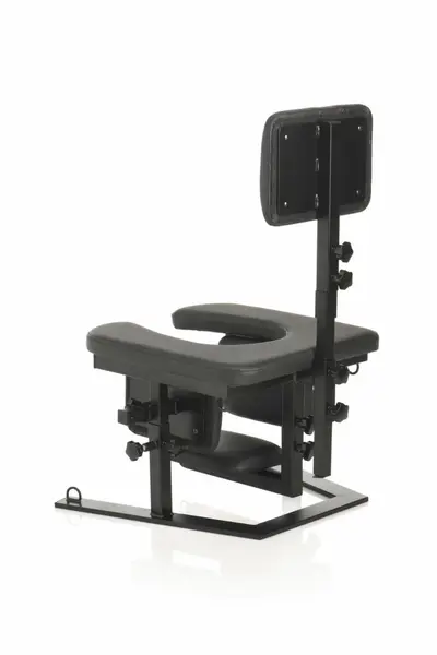XR Brands Pleasure Throne Adjustable Support Chair Black Vegan Leather