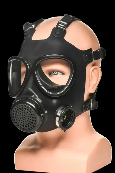 XR Brands intimna gas maska sa inhalatorom, crno-bela sa podesivim kaiševima