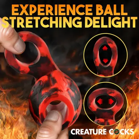 XR Brands Hell Hound Silicone Red Ball Ring & Stretcher, 88.9 mm