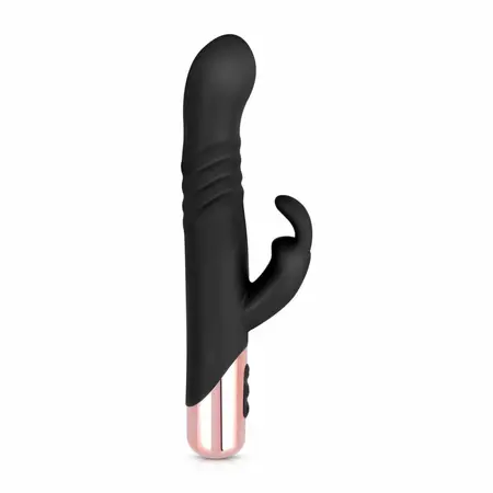 Rosy Gold Rabbit vibrator sa funkcijom potiskivanja crni 13cm USB punjivi