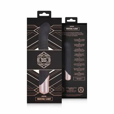 Rosy Gold Rabbit vibrator sa funkcijom potiskivanja crni 13cm USB punjivi
