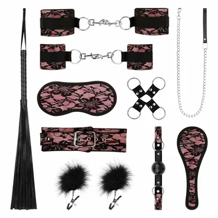 Bedroom Fantasies Bound by Lace 8-dvostruki Set Okova Roze