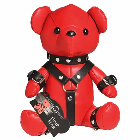 XR Brands Gimp Bear crveni plišani meda od veganske kože