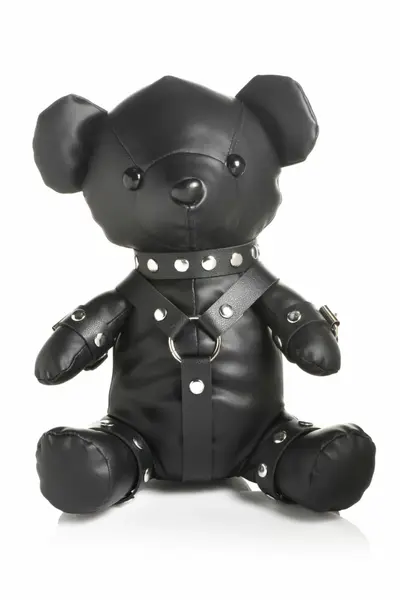 XR Brands Gimp Bear Black dekorativni plišani meda od veganske kože