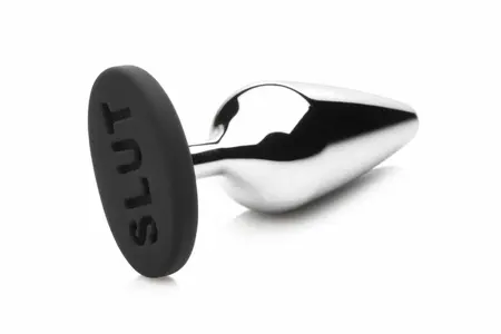 XR Brands Intimate metalni analni čep u srebrnoj boji sa silikonskom bazom, srednja veličina