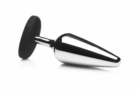 XR Brands Intimate metalni analni čep u srebrnoj boji sa silikonskom bazom, srednja veličina