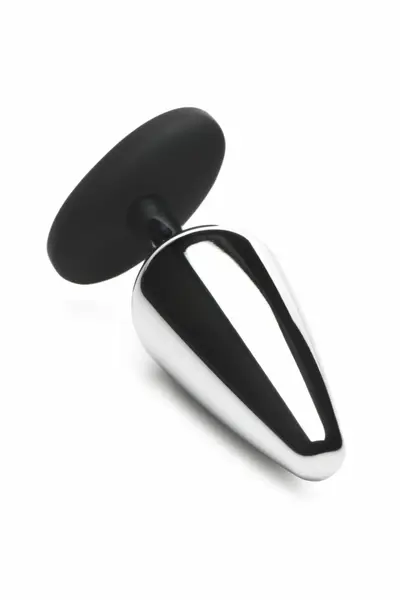 XR Brands Intimate metalni analni čep u srebrnoj boji sa silikonskom bazom, srednja veličina