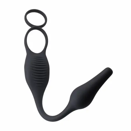Evolved Novelties Plug & Tug crni silikonski sistem za dvostruku stimulaciju