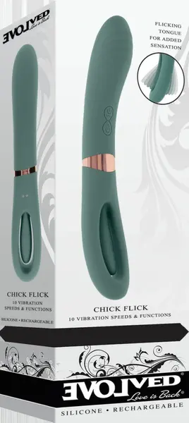 Evolved Novelties Chick Flick dvostrani silikonski vibrator zeleni