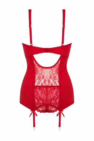 Cottelli Collection Marzia Red Lingerie Set with Suspenders, 2-Piece