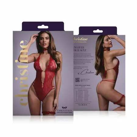 Renee Intimate Body Open Design Set Red Soft Stretch Fabric
