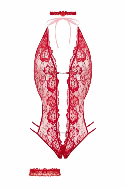 Renee Intimate Body Open Design Set Red Soft Stretch Fabric