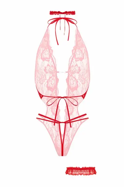 Renee Intimate Body Open Design Set Red Soft Stretch Fabric