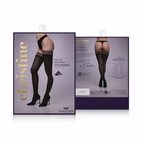 Leg Avenue Stripe a Pose Black Stay-Up Stockings 15 Denier Lace Band