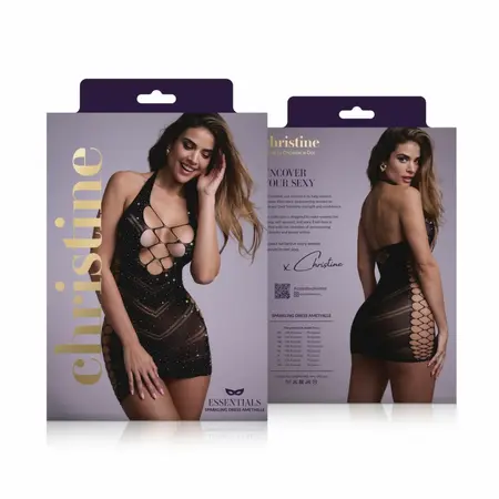 Amethille Glitter Dress Black - Shimmering Lace-Up Mini by Dresscode