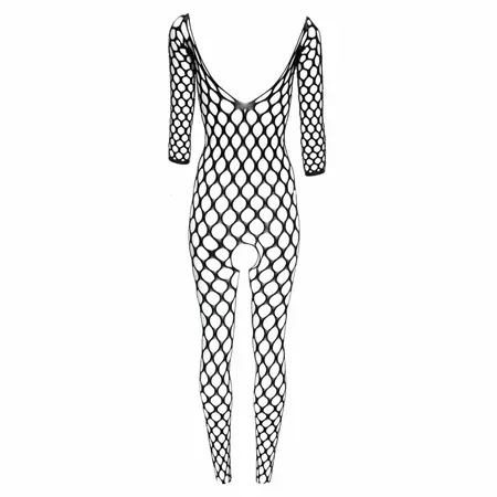 Passion Safiya Fishnet Bodystocking, Open Design, Black, One Size