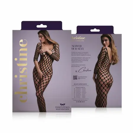 Passion Safiya Fishnet Bodystocking, Open Design, Black, One Size